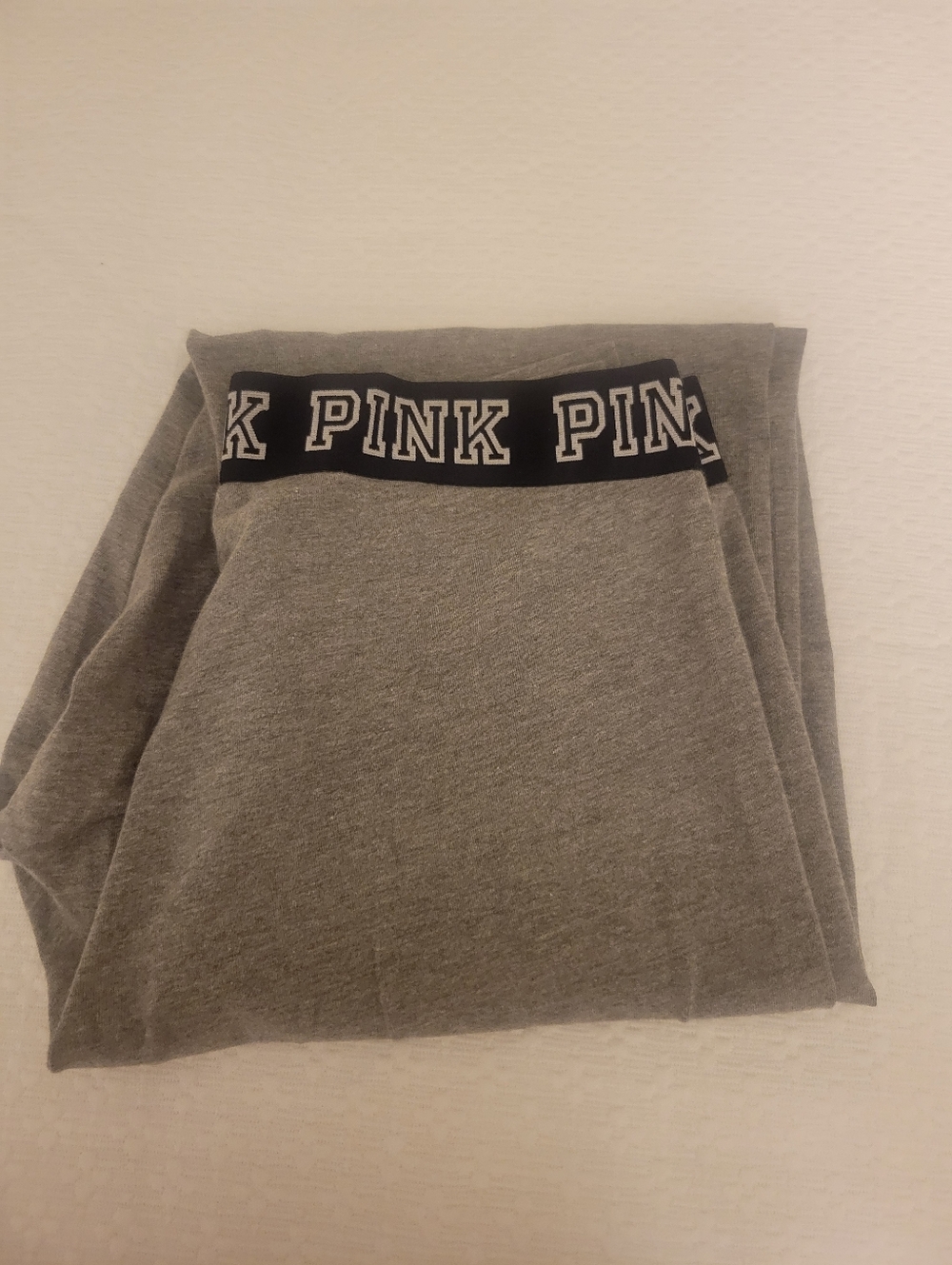 PINK Grey Lounge Pants with Logo Waistband